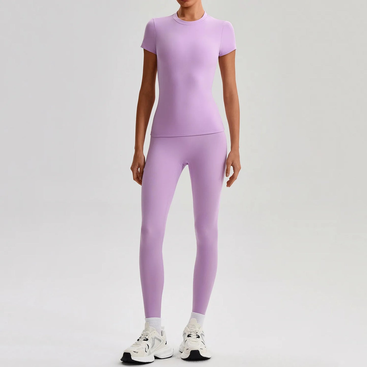 Ensemble Sport Femme 2 Pièces – T-Shirt Manches Courtes & Legging Taille Haute | Yoga Fitness 2026
