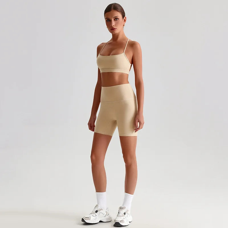 Women's 2-Piece Sports Set – Quick Dry Bra & Shorts | Yoga Running Fitness | S-XL