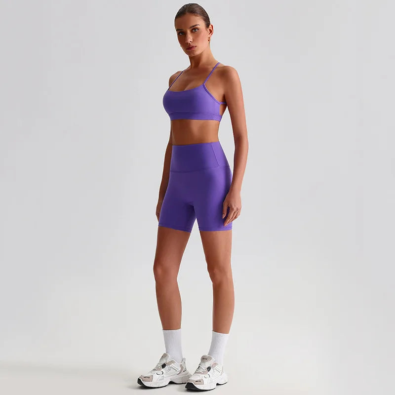 Women's 2-Piece Sports Set – Quick Dry Bra & Shorts | Yoga Running Fitness | S-XL