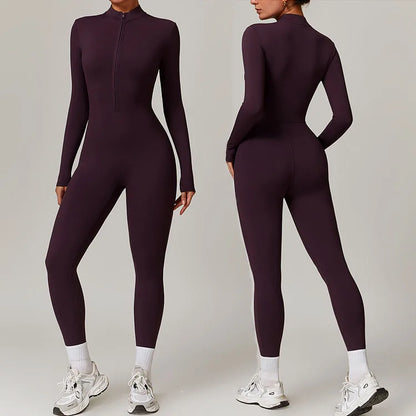 Women's Zipper Sport Jumpsuit – Quick Dry Yoga Fitness Romper | High Waist Onesie 2026
