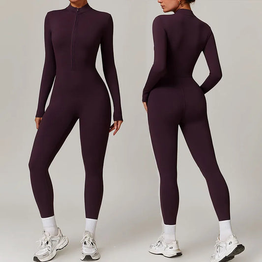 Women's Zipper Sport Jumpsuit – Quick Dry Yoga Fitness Romper | High Waist Onesie 2026