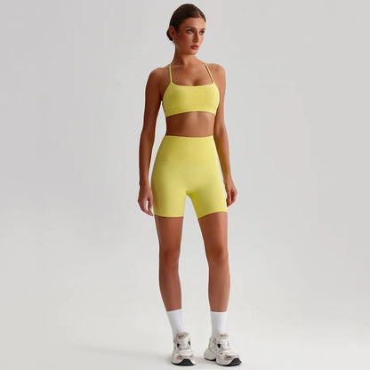Women's 2-Piece Sports Set – Quick Dry Bra & Shorts | Yoga Running Fitness | S-XL