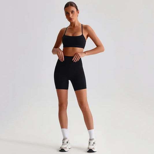 Women's 2-Piece Sports Set – Quick Dry Bra & Shorts | Yoga Running Fitness | S-XL