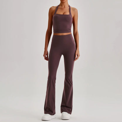 Women's curvy fit yoga set, full outfit front view
