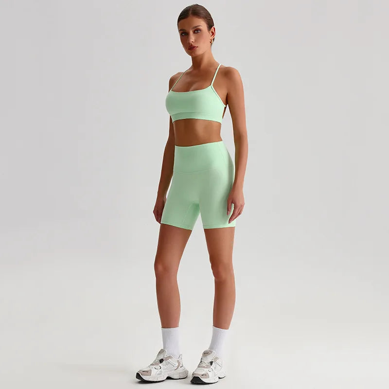 Women's 2-Piece Sports Set – Quick Dry Bra & Shorts | Yoga Running Fitness | S-XL