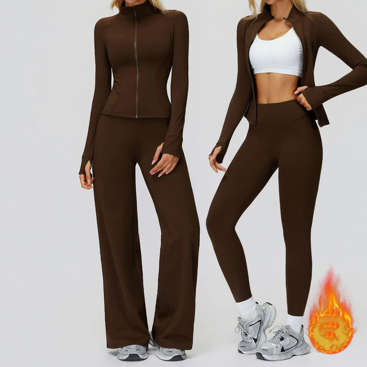Ensemble polaire femme veste zippée et legging taille haute
