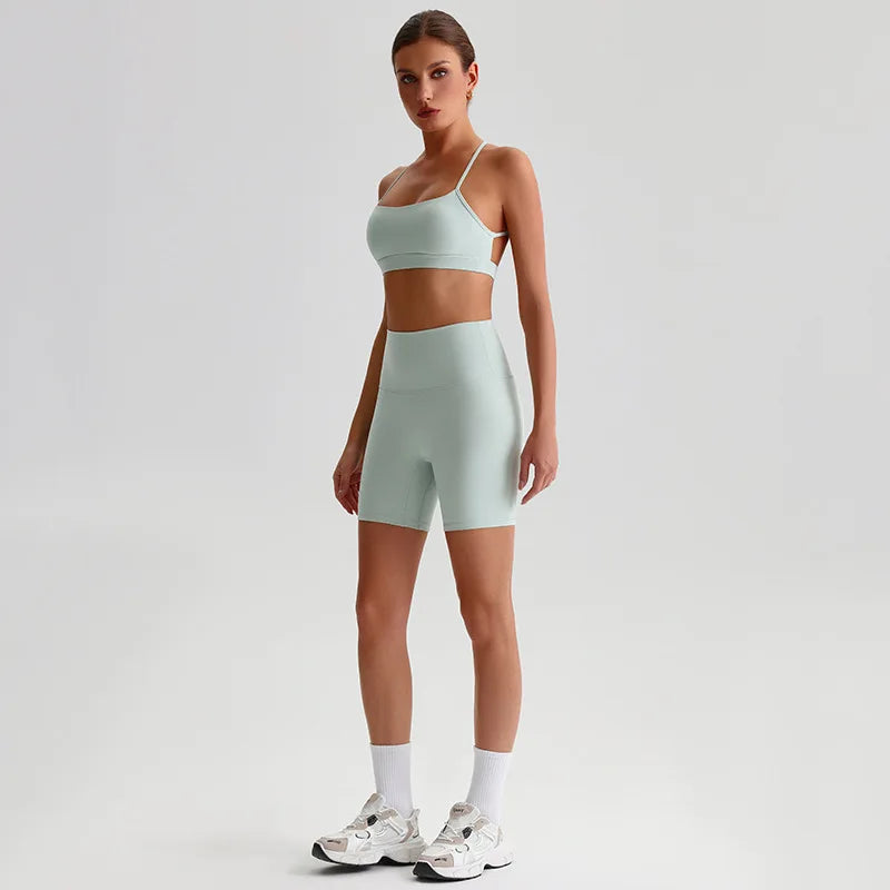 Women's 2-Piece Sports Set – Quick Dry Bra & Shorts | Yoga Running Fitness | S-XL