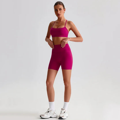 Women's 2-Piece Sports Set – Quick Dry Bra & Shorts | Yoga Running Fitness | S-XL